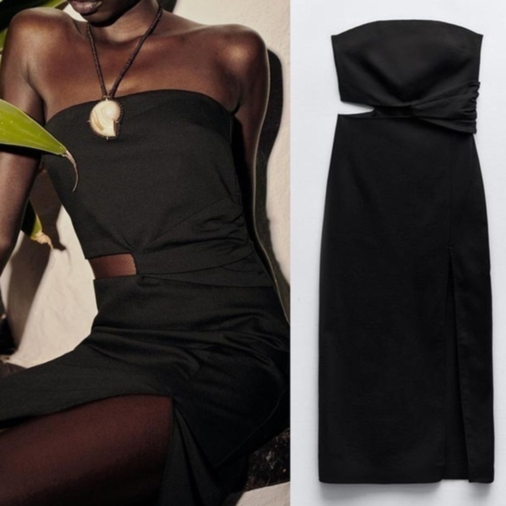 Zara NWT strapless cutout midi dress